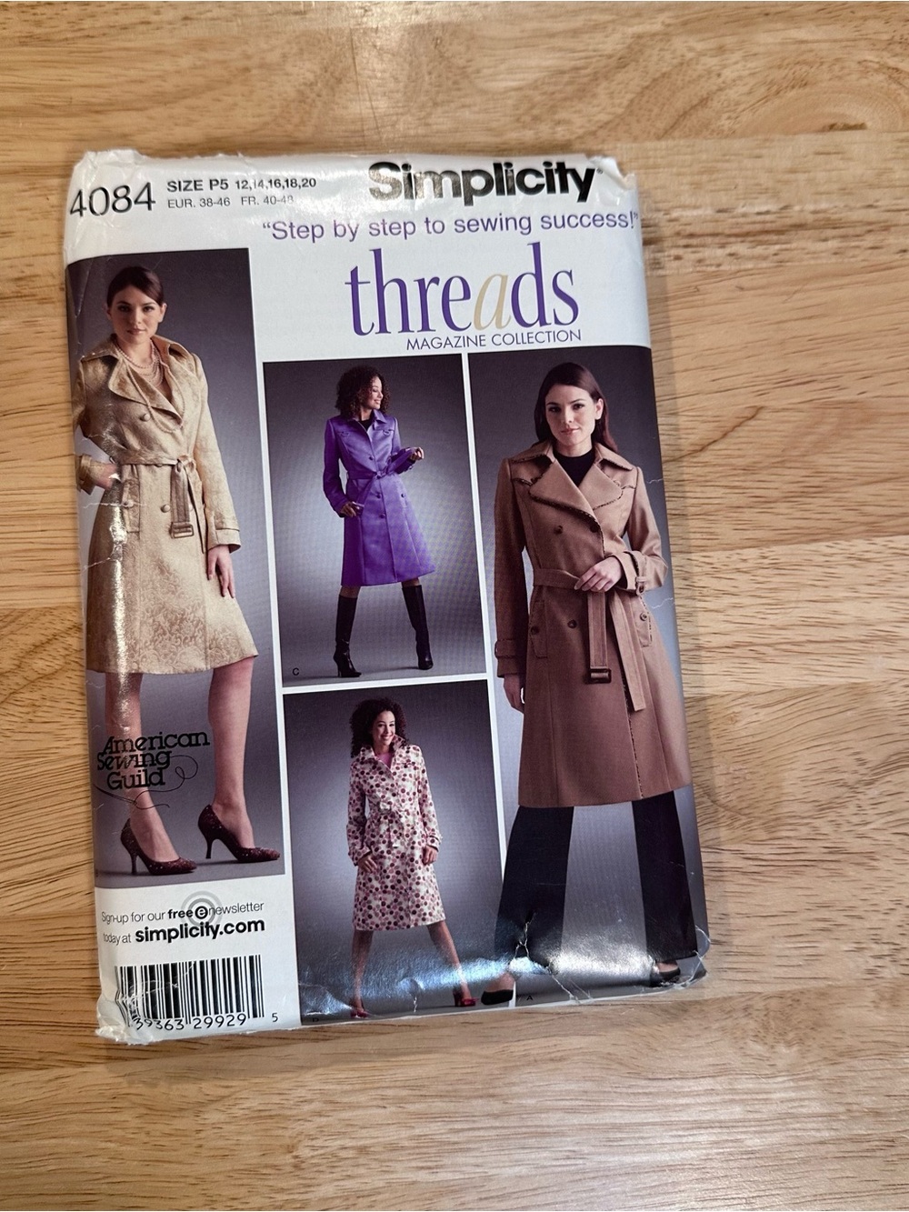 Simplicity Threads Uncut Vntg Sewing Pattern Trench Coat Jacket Szs 14 16 18 20